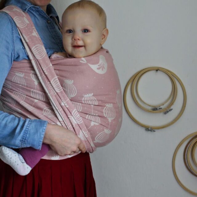Sestrice šátek na nošení detí, Poppy Powder Pink