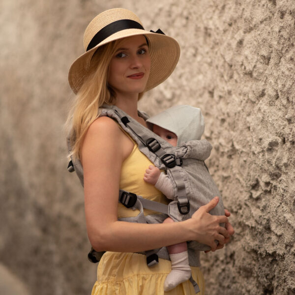 Linen Sestrice Carrier Pure Granite, babywearing, ergonomic carrier – 11