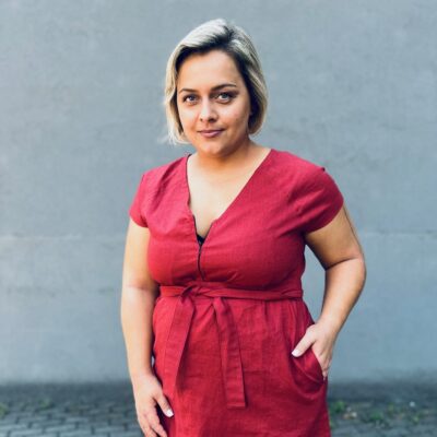 Smart Dress 10 Blood Orange – ľanové šaty so zipsom a opaskom – 1