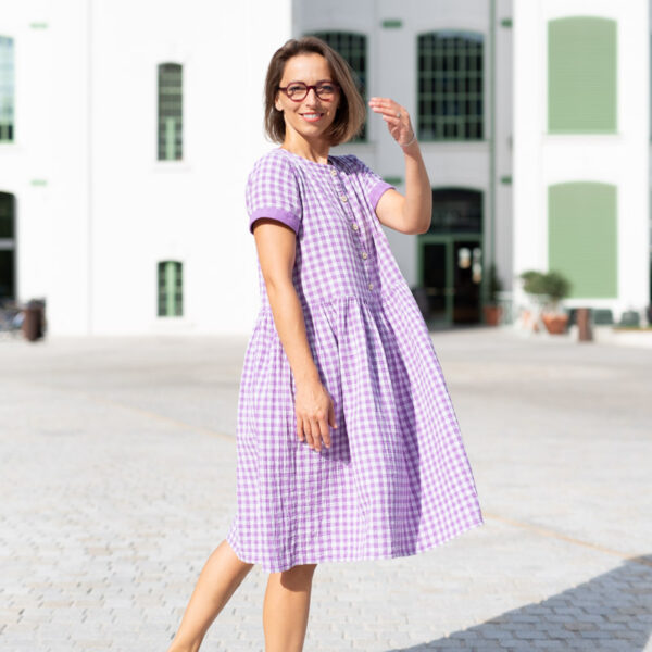 Sestrice Smart Dress 01, mušelínové pohodlné šaty, slow fashion, Lavender Blush – 9