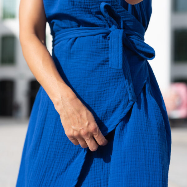 Smart Dress 05, zavinovacie šaty, slow fashion, Cobalt mušelín – 8
