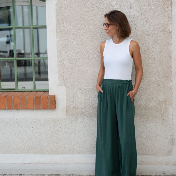 Smart Trousers 03 UNI – Sage, smart slow fashion, pohodlné nohavice, kvalitný materiál – 7