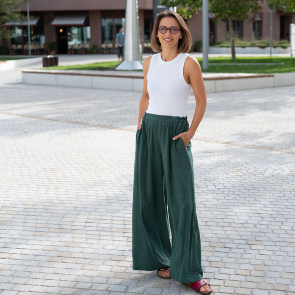 Smart Trousers 03 UNI – Sage, smart slow fashion, pohodlné nohavice, kvalitný materiál – 6